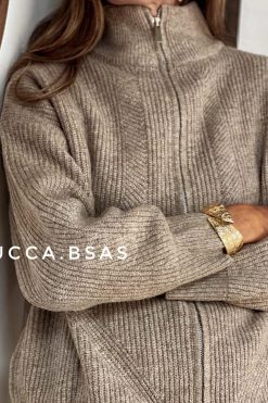 Campera tejida Chubut - visón