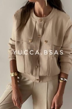 Chaqueta tejida Loira- beige