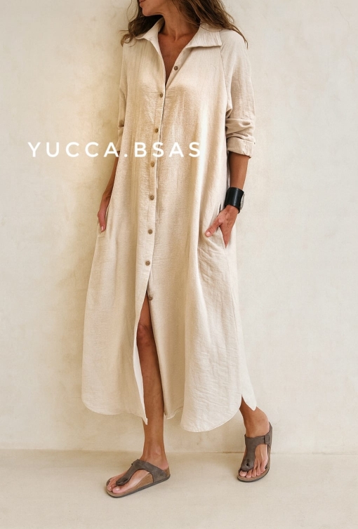 Vestido camisero Mallorca - beige - Imagen 2