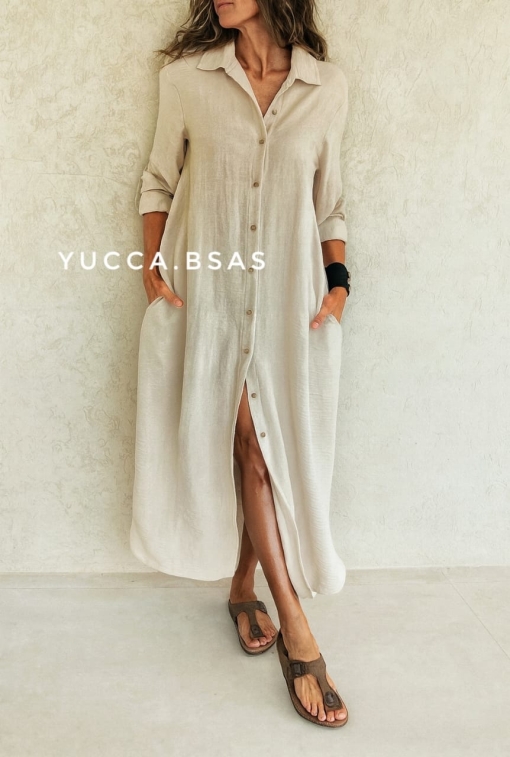 Vestido camisero Mallorca - beige