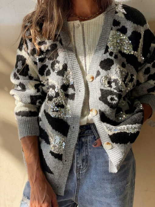 Cardigan Chelsea - print gris - Imagen 3