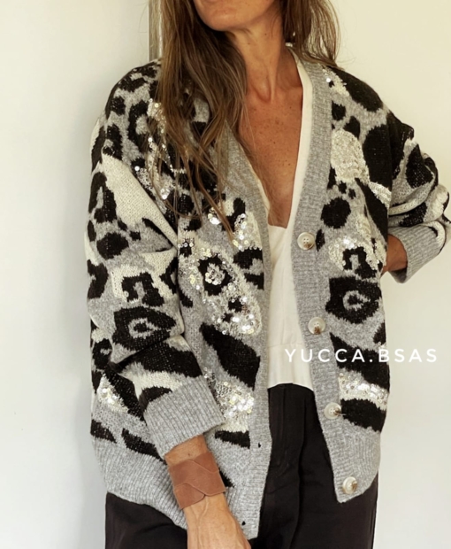 Cardigan Chelsea - print gris - Imagen 5