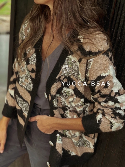 Cardigan Chelsea - print negro - Imagen 2