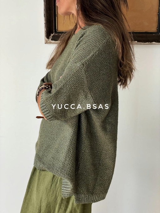 Sweater Michigan con lurex - verde - Imagen 3