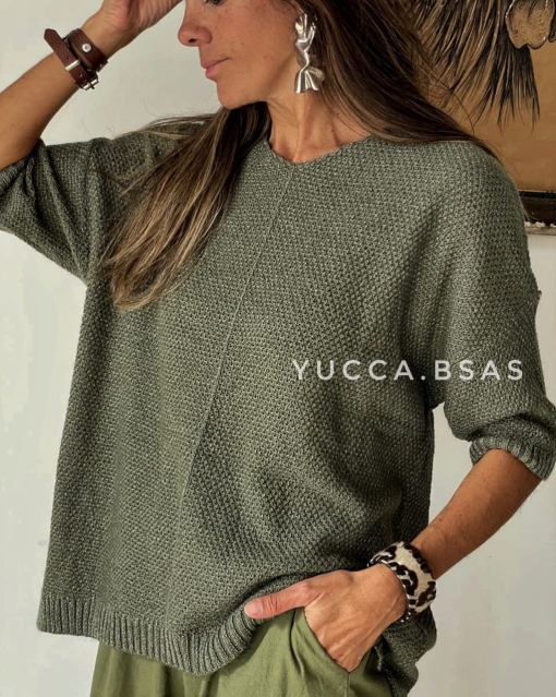 Sweater Michigan con lurex - verde