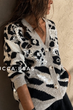 Cardigan Chelsea - print beige