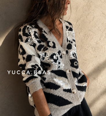 Cardigan Chelsea - print beige