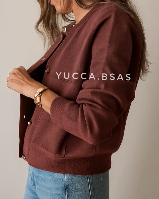 Chaqueta tejida Loira- chocolate - Imagen 4