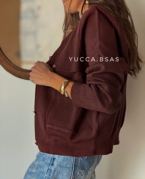 Chaqueta tejida Loira- chocolate - Imagen 2