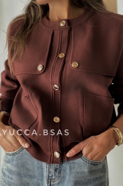 Chaqueta tejida Loira- chocolate