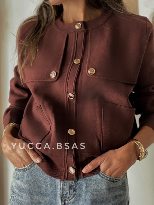 Chaqueta tejida Loira- chocolate