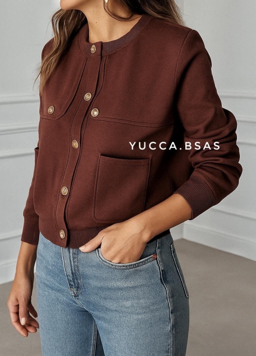Chaqueta tejida Loira- chocolate - Imagen 5