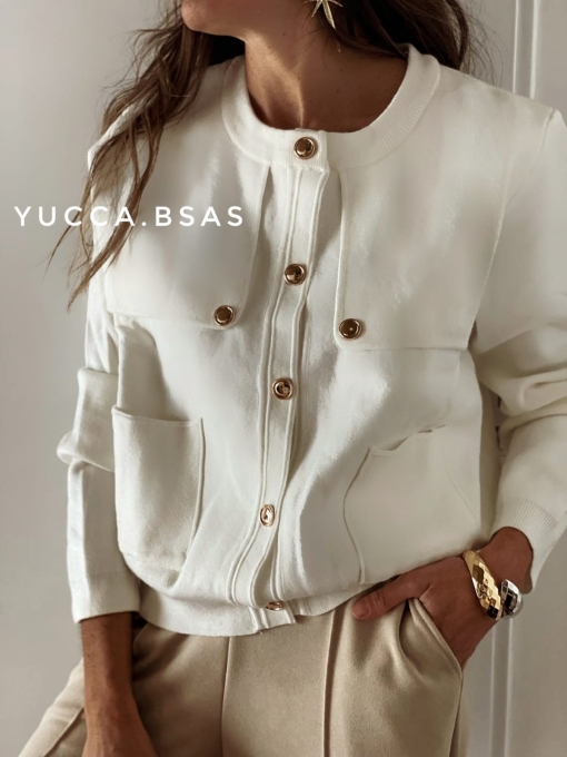 Chaqueta tejida Loira- Blanco - Imagen 3