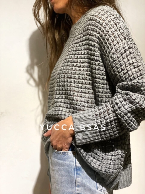 Sweater calado gris - Imagen 5