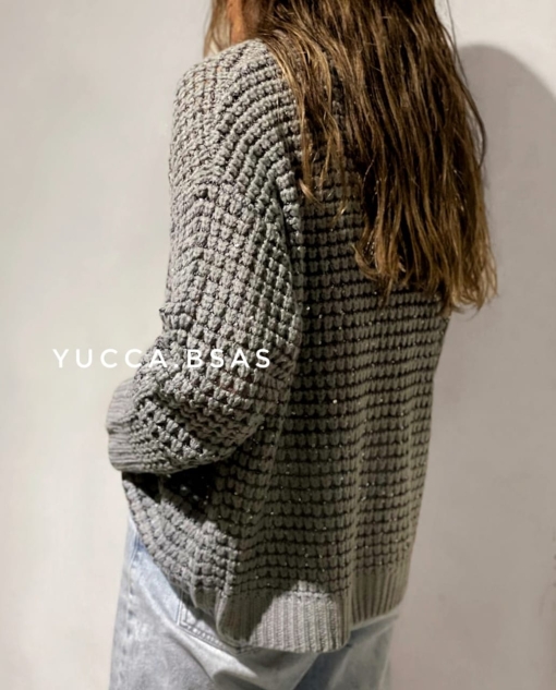 Sweater calado gris - Imagen 3