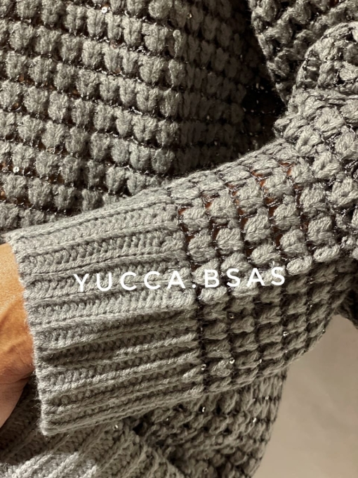 Sweater calado gris - Imagen 4