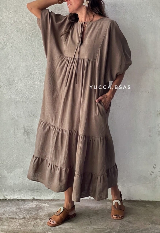 Vestido Jordania algodón - visón - Imagen 3