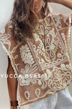 Blusa calada Malibú -beige