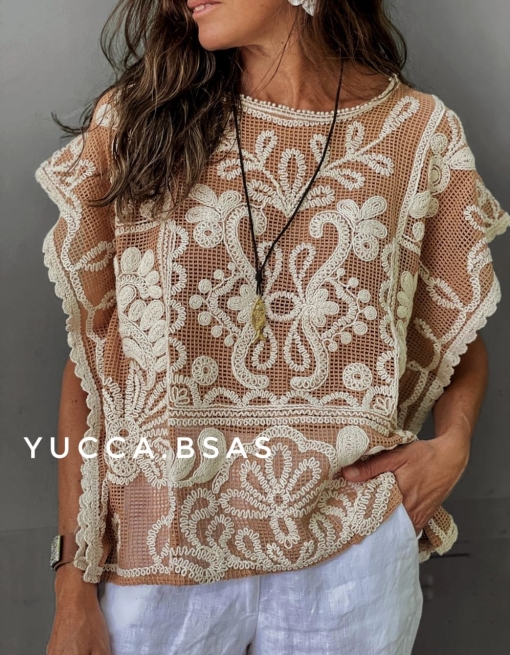 Blusa calada Malibú -beige - Imagen 3
