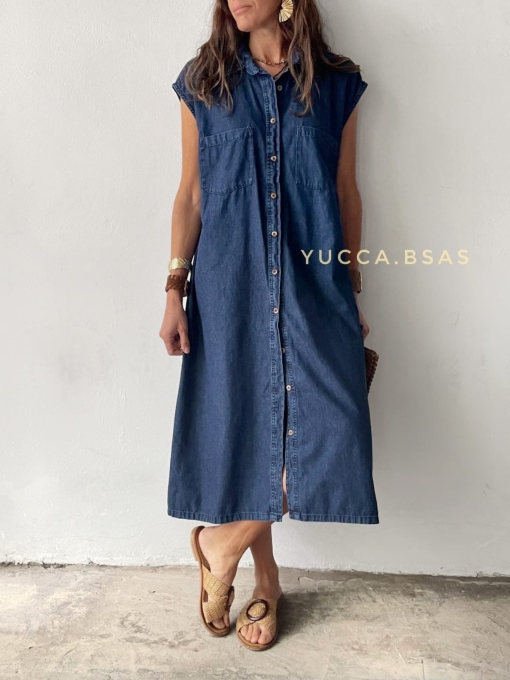 Vestido camisero Magda - jean - Imagen 4