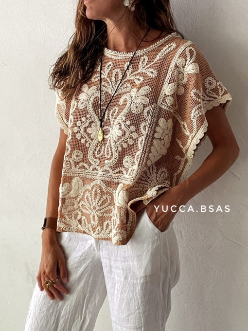 Blusa calada Malibú -beige - Imagen 6