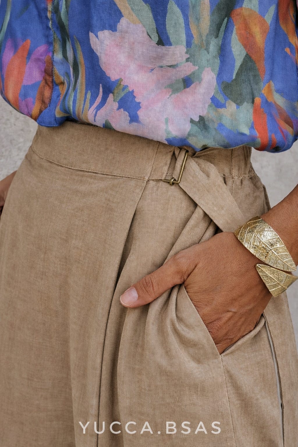 Pantalón ancho Rosario - beige - Imagen 2