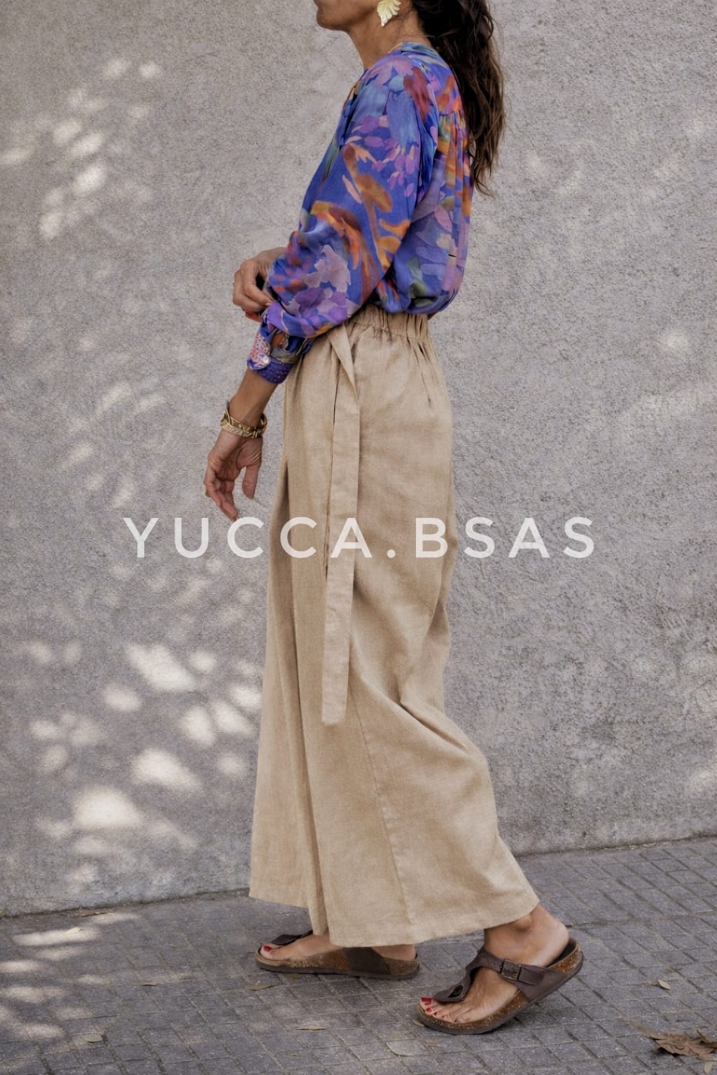 Pantalón ancho Rosario - beige - Imagen 3