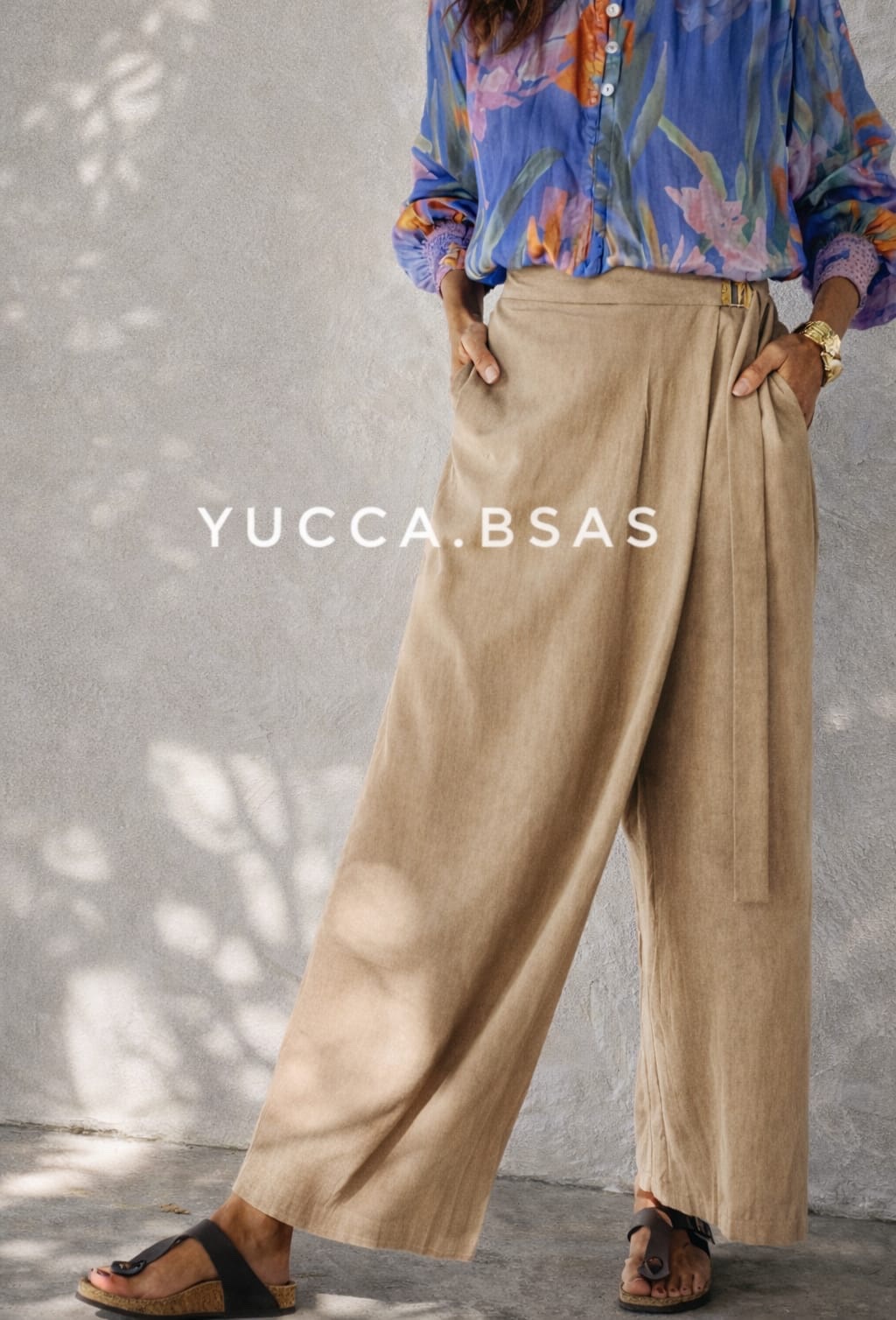 Pantalón ancho Rosario - beige - Imagen 4