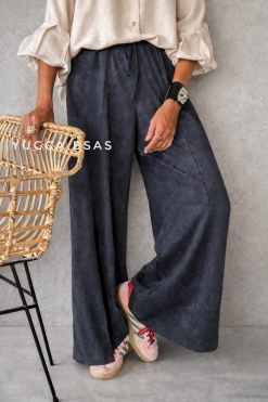 Pantalón Palazzo Salvador - azul grisáceo