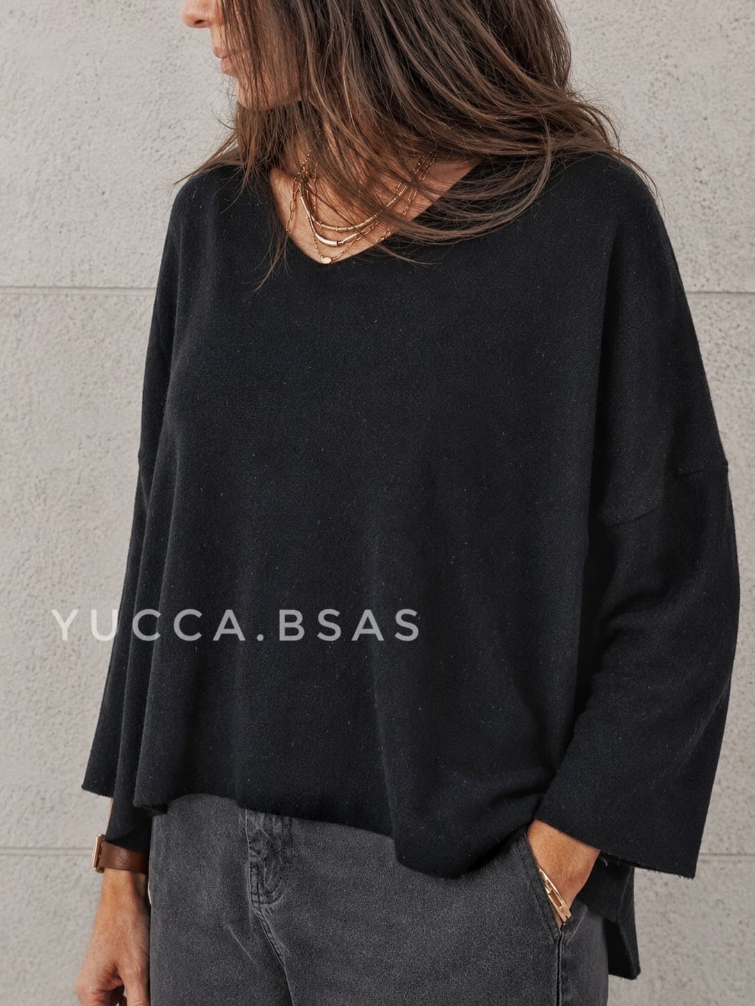 Sweater Ana - negro & lurex - Imagen 2