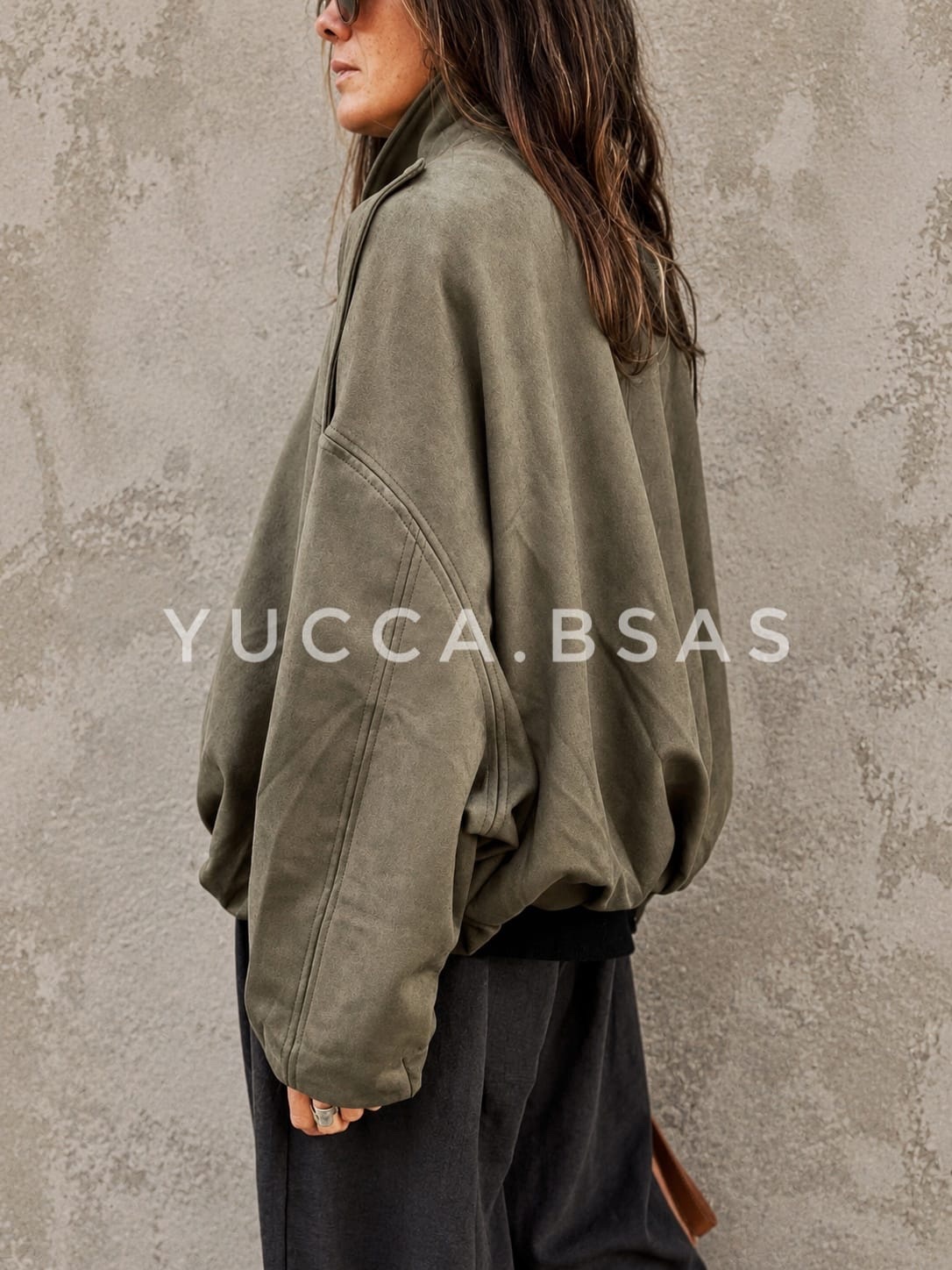 Campera bomber gamuza Fraga - verde militar - Imagen 3