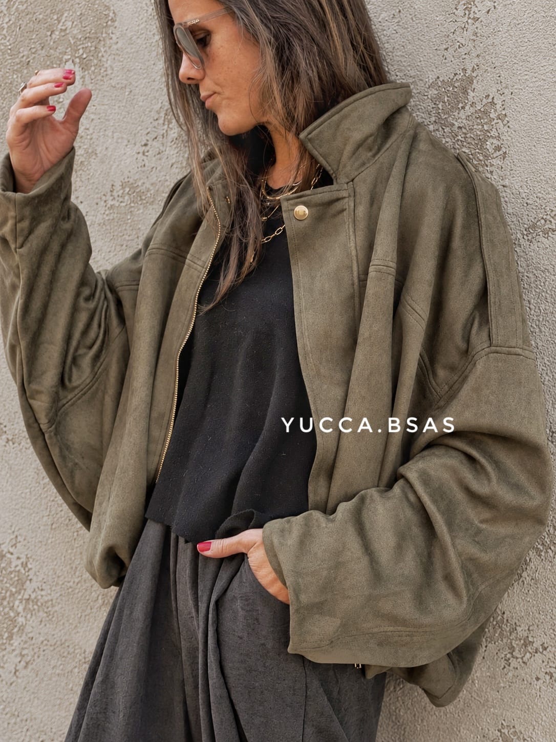 Campera bomber gamuza Fraga - verde militar