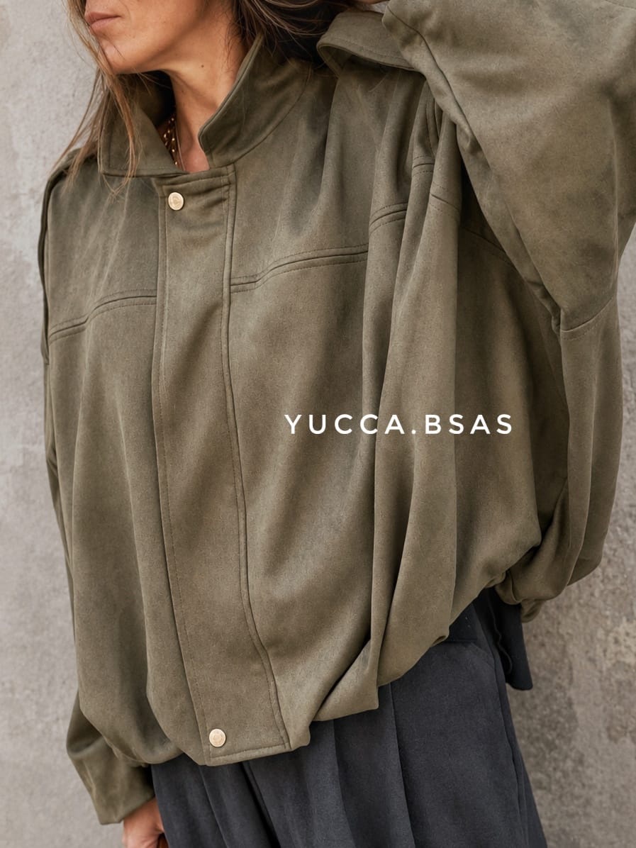 Campera bomber gamuza Fraga - verde militar - Imagen 4
