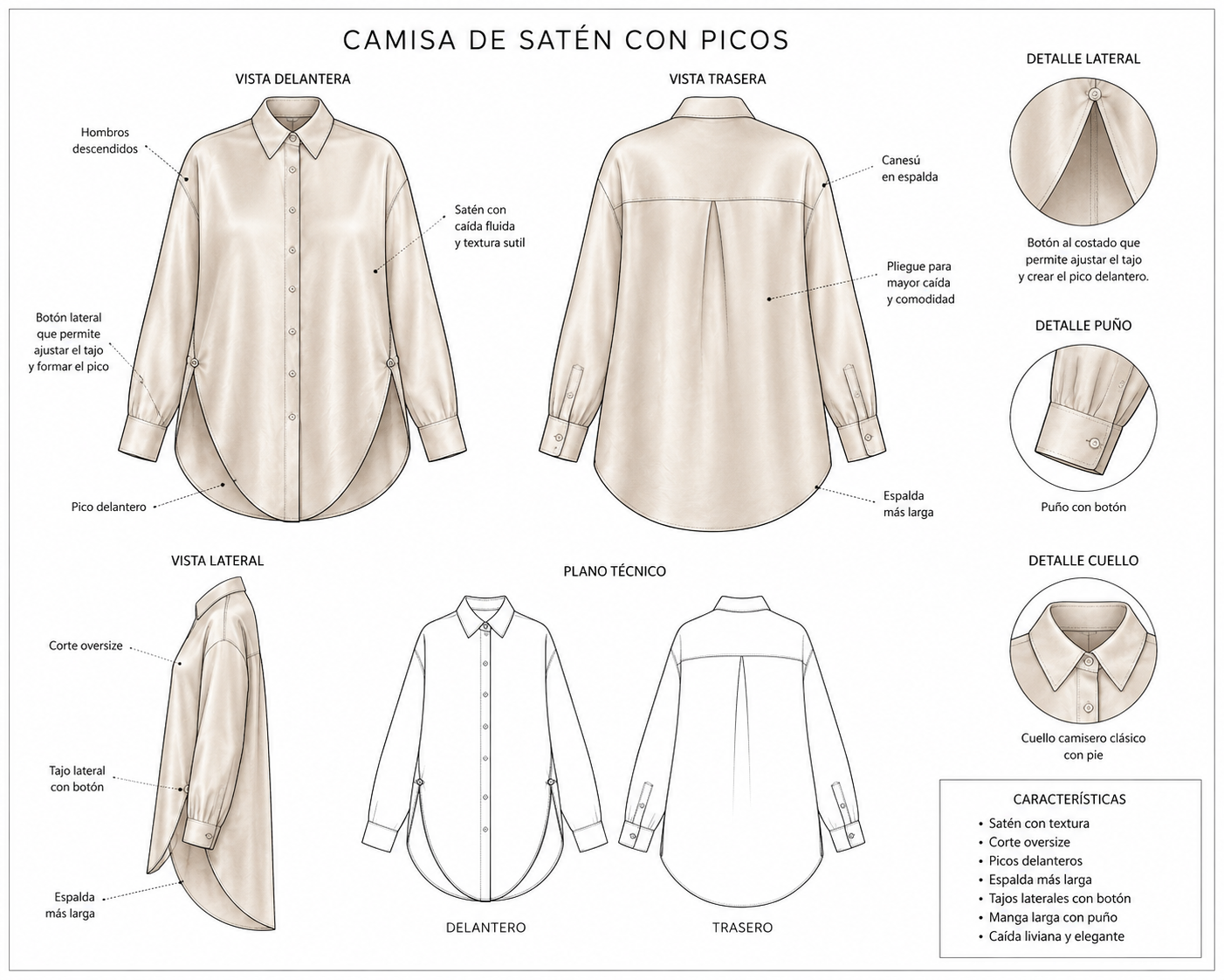 Maxi camisa satén Carmela - beige - Imagen 5
