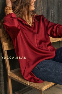 Camisa satén Federica - bordo