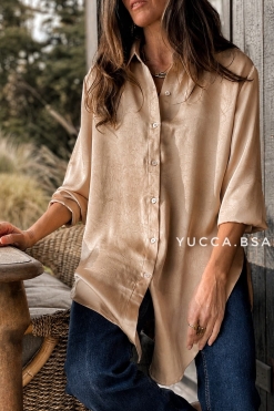 Maxi camisa satén Carmela - beige